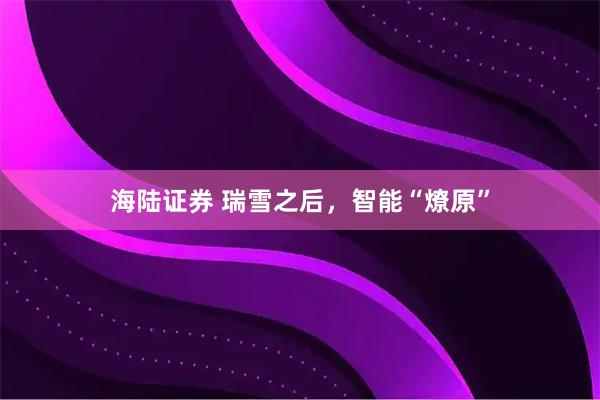 海陆证券 瑞雪之后，智能“燎原”