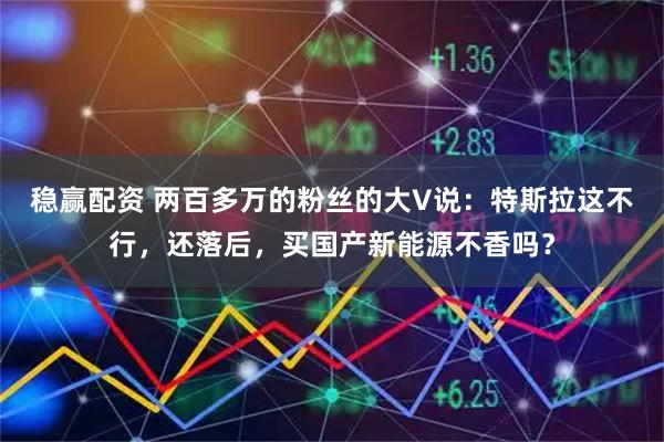 稳赢配资 两百多万的粉丝的大V说：特斯拉这不行，还落后，买国产新能源不香吗？
