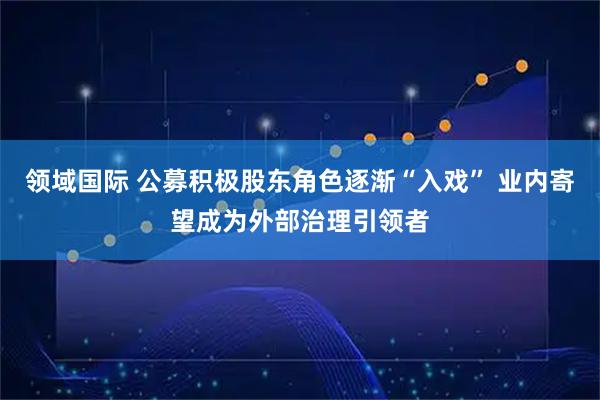 领域国际 公募积极股东角色逐渐“入戏” 业内寄望成为外部治理引领者