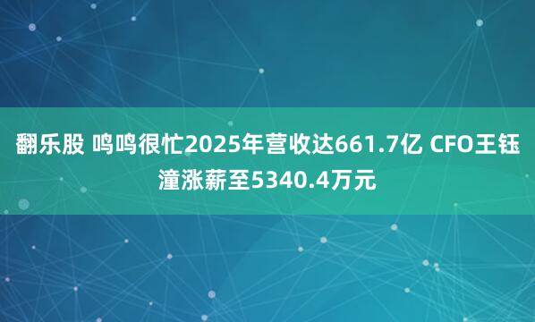 翻乐股 鸣鸣很忙2025年营收达661.7亿 CFO王钰潼涨薪至5340.4万元