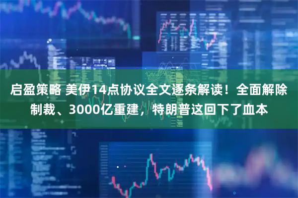 启盈策略 美伊14点协议全文逐条解读！全面解除制裁、3000亿重建，特朗普这回下了血本