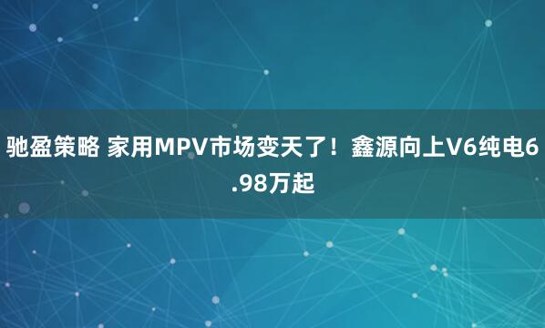 驰盈策略 家用MPV市场变天了!鑫源向上V6纯电6.98万起